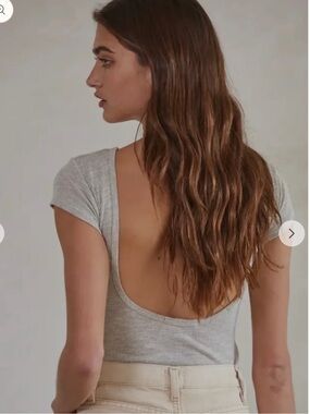 Cream/heather grey body suit with low back